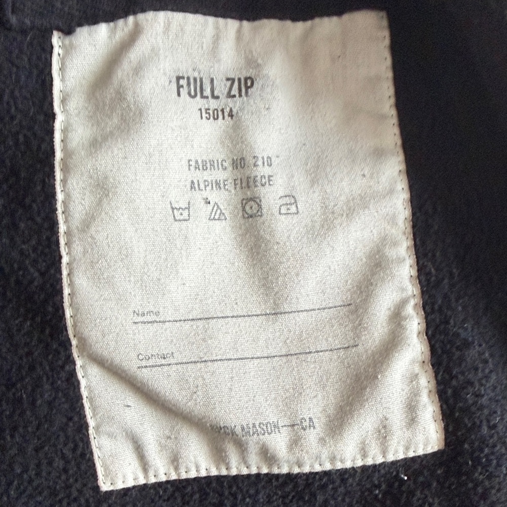 Buck Mason Alpine Fleece 15014 Zip-Up Hoodie black (gray also available) size S - Picture 5 of 7